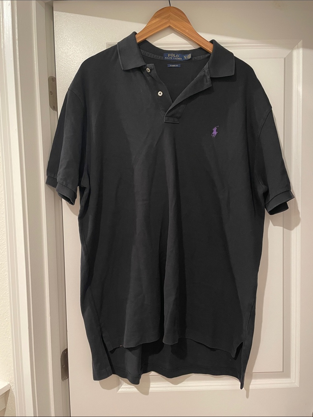 Polo by Ralph Lauren Black Polo with Purple Pony xl tall